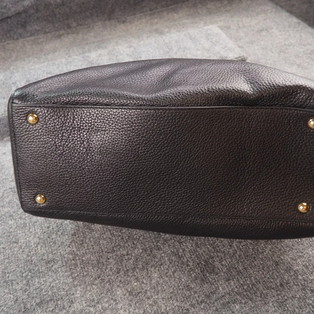 Michael Kors Large Dome Satchel Bag Black Pebbled Leather Gold 38H5CMKS3L